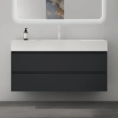 Produktbild von Mai & Mai Badmöbel-Set Waschbeckenunterschrank 120x48x63cm in Anthrazit matt mit 2-Schubladen inkl. Waschbecken Deep