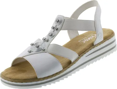 Produktbild von Rieker V0687 Damen Sandalen Keilabsatz Sandaletten, Größe:38 EU, Farbe:Weiß
