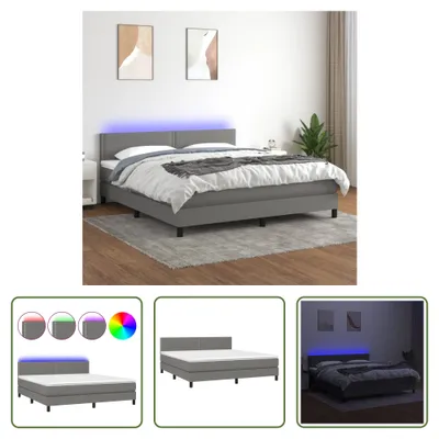 Produktbild von The Living Store Boxspringbett mit Matratze & LED Dunkelgrau 180x200 cm Stoff
