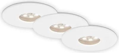 Immagine prodotto di Lampada da incasso a LED, set da 3, 1,8 W, 3000K, IP44, plastica bianca, Ø4,5 cm Briloner
