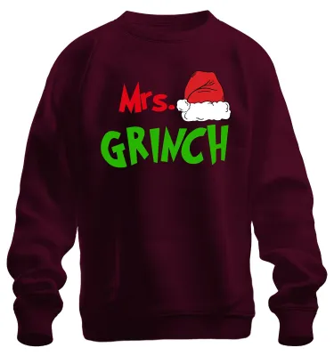 Produktbild von Mrs Grinch Familie Ehepaare Frau Partneroutfit - Weihnachten Sweatshirt Pullover, Burgundy, XXL