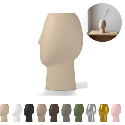 Image de Vase décoratif visage 17,0 cm, sculptural en PLA – Beige