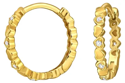 Immagine prodotto di Orecchini a cerchio a cuore in argento 925 placcati oro con 12 zirconi
