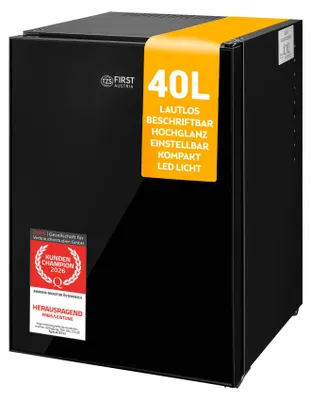 Image de TZS First Austria Mini-réfrigérateur silencieux | Réfrigérateur à boissons | Minibar | Butée de porte interchangeable | Lumière LED | sans compartiment congélation | Design en verre | 40L *