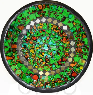 Produktbild von Mosaikschale Tonschale Glasschale Dekoschale Mosaik Kunsthandwerk Glassteine Deko rund Spiegel L, grün