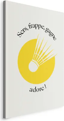 Produktbild von Italienischer Leinwand Leinwandbild - Badminton Shuttlecock on a Yellow Circle Background 60x90 cm Abstrakt i-B-10058-b-a