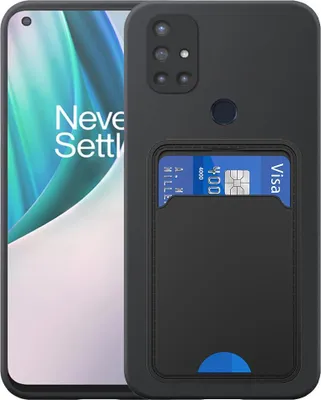 Obrázok produktu pre Vhodné pre OnePlus Nord N10 Phone Case with TPU Card Holder - Flexibilný zadný kryt Silikónové puzdro TPU s priehradkou na karty - Black - Smartphonics