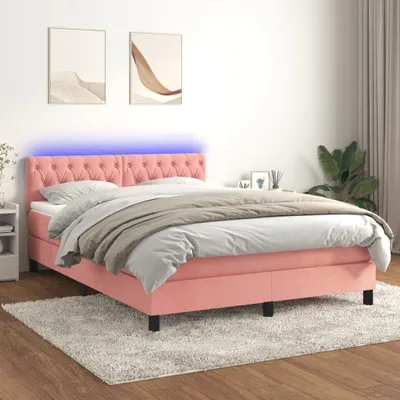 Produktbild von Maison Exclusive - Boxspringbett mit Matratze & LED Rosa 140x200 cm Samt