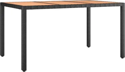 Image de vidaXL Table de jardin avec plateau en bois noir Poly rotin & bois d'acacia