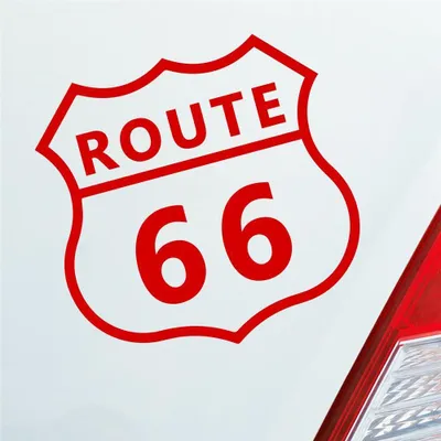 Produktbild von Auto Aufkleber Route 66 USA Bike Harley Motorrad 10x10 cm Rot Sticker Heckscheibenaufkleber