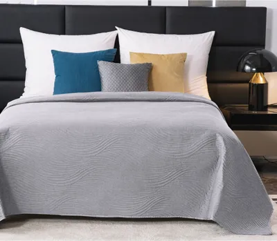 Produktbild von Tagesdecke Bettüberwurf Allzweckdecke 200x220 cm Überwurf Sofa XXL Bettdecke grau hellgrau universal