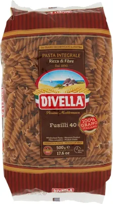 Produktbild von 24x Pasta Divella Fusilli integrale n. 40 Vollkor italienisch Nudeln 500 g + Italian Gourmet polpa 400g