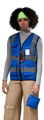 Produktbild von Arbeitsweste Warnweste Damen Sicherheitsweste Laufweste mit Reißverschluss und Taschen M Blau