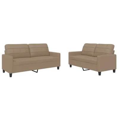 Produktbild von vidaXL 2-tlg. Sofagarnitur mit Kissen Cappuccino-Braun Kunstleder