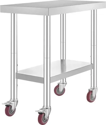Zdjęcie produktu dla Stół roboczy ze stali nierdzewnej 76 x 46 x 86 cm, srebrny