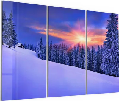 Produktbild von DEQORI Glasbild Echtglas 3x50x100 cm 'Berg-Winterlandschaft' Wandbilder XXL groß