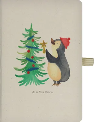 Produktbild von Mr. & Mrs. Panda Journal Pinguin Weihnachtsbaum - Transparent - Geschenk, Reisetagebuch, Adressbuch, Weihnachten, Tagebuch, A5 Heft, notizbuch, Winter