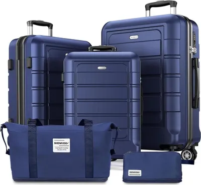 Produktbild von SHOWKOO Kofferset 5-teilig Hartschale ABS+PC Reisekoffer Handgepäck Sets TSA-Schloss Schwarz