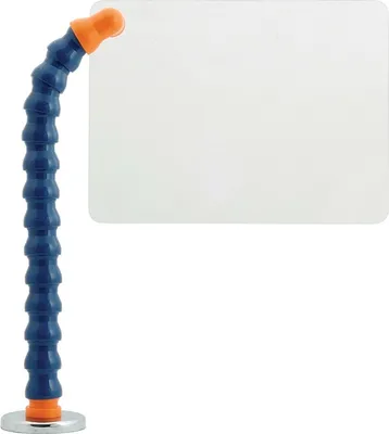 A close-up studio shot of a flexible coolant hose with a shield attached.