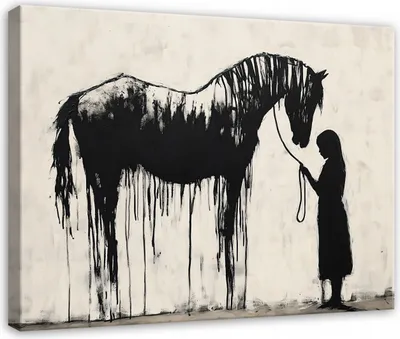 Produktbild von Leinwandbild Wandbild Abstrakt Banksy - 100x70 cm - Leinwandbilder Wandbilder XXL Wanddekoration Design Wohnzimmer Schlafzimmer Flur Büro Küche