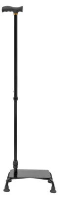 Produktbild von 2-in-1 Treppensteig Gehstock - Vierbeinige Gehhilfe - Höhenverstellbar 85–105 cm - Trittstufe - Belastbar bis 150 kg - Schwarz