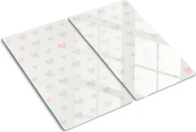 Obrázok produktu pre Sklenená ochranná doska – Kryt varnej dosky – Kryt na indukčnú dosku – 2x30x52 cm – Rýchle čistenie – Tvrdené sklo – Srdce pozadia