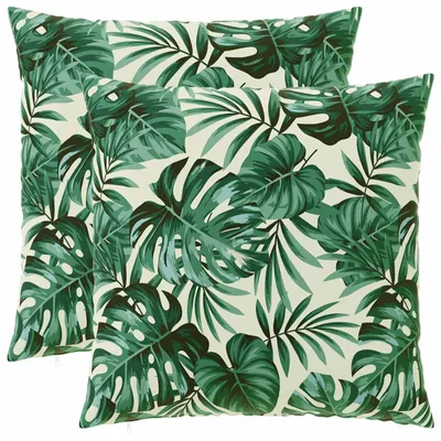 Obrázok produktu pre vidaXL Vankúšový poťah, 2 ks, vzor listov, 80 x 80 cm, polyester
