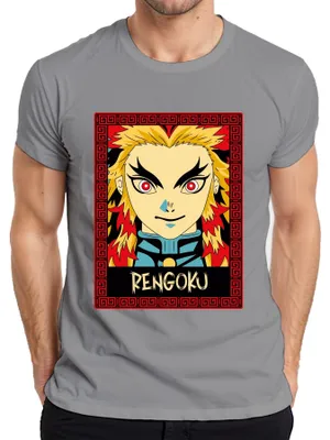 Immagine prodotto di Maglietta da uomo RENGOKU Kyojuro Demon Slayer Anime Flame Gift Collector, Grigio, M