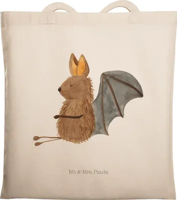 Produktbild von Mr. & Mrs. Panda Schultasche Fledermaus Sitzen - Transparent - Geschenk, Lustige Sprüche, Tote Bag, Jutetasche, Motivation, Entspannen, Tasche, Jutebeutel, Fledermäuse
