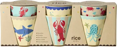 Produktbild von Rice Melamin 6er-SET Becher Medium - Ocean Print Blau