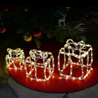 Produktbild von Gartenpirat LED Geschenkboxen 3er Set Lichtschlauch 180 LED, warmweiß