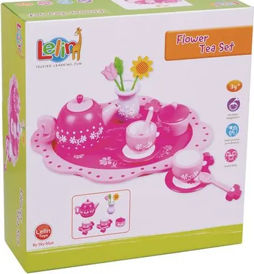 Produktbild von Tee-Set mit Blumen, Flower Tea Set, rosa, L40001