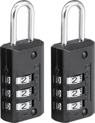 Produktbild von Kombinationsschloss 3-stellig Schwarz 20 mm Set mit 2 Stück - Master Lock