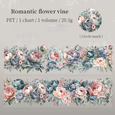 Produktbild von Transparente Blumen Washi Tape 200 cm – PET Dekoband Romantische Ranken