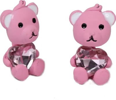 Produktbild von 3D Teddy Ohrstecker Ohrringe in der Farbe Rosa