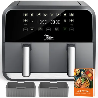 Productafbeelding van Heteluchtfriteuse met 2 compartimenten, 8 liter, dual zone, dubbele kamer, 1700W