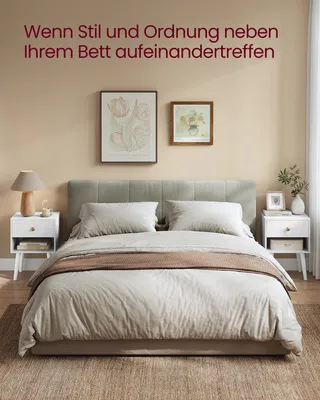 Produktbild von VASAGLE Nachttisch (1-St), Beistelltisch mit Schublade, offene Ablage, Holzbeine