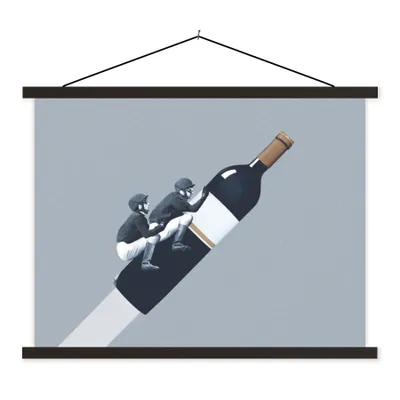 Produktbild von MuchoWow® Textilposter Flasche - Männer - Vintage 40x30 cm mit schwarzem Rahmen - Dekorationen