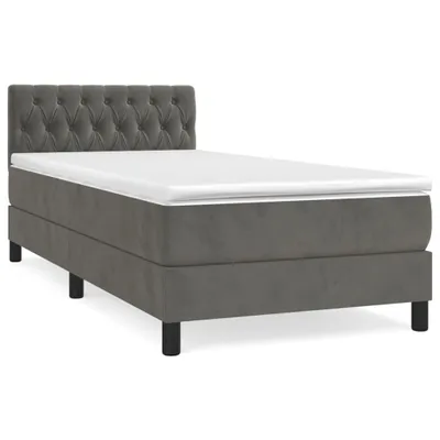Produktbild von vidaXL Boxspringbett mit Matratze Dunkelgrau 90x200 cm Samt