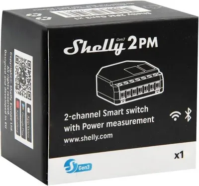 Zdjęcie produktu dla Shelly 2PM Gen3, Mądry przełącznik, 2P, Bezprzewodowy, 2402 MHz, 10 m, 30 m