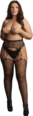 Produktbild von Suspender Leopard Pantyhose - Plus Size