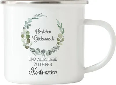 Produktbild von Alles Liebe zu deiner Konfirmation Emaille Tasse Konfirmationsgeschenk Christentum Kirche