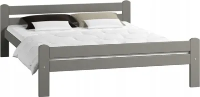 Obrázok produktu pre Rám postele z masívneho borovicového dreva, so zaoblenými hranami a zosilnenou stredovou vzperou, drevená posteľ 205x132x58,5 cm, sivá