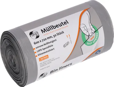 Produktbild von Müllsack FIRST PLUS 34042 60l grau 50 Stück