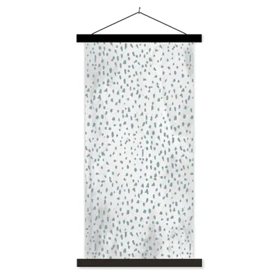 Produktbild von MuchoWow® Textilposter Polka dots - Marmor - Weiß 60x120 cm mit schwarzem Rahmen - Magnete