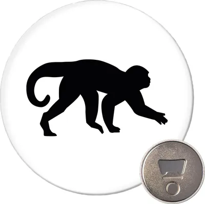 Produktbild von Huuraa Magnet Affe Silhouette 59mm Kühlschrankmagnet rund Flaschenöffner Geschenkidee