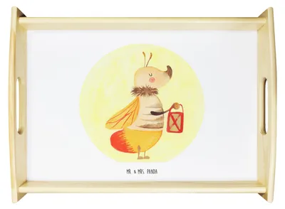 Produktbild von Mr. & Mrs. Panda Sofa Tablett Glühwürmchen - Weiß - Geschenk, Lustige Sprüche, sofatablett, Serviertablett, Falter, Dekotablett, aus holz, Heiratsantrag, Servier, Liebe