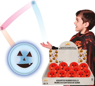Productafbeelding van Halloween pompoen stuiterbal, griezelige pompoenbal, Halloween plezier, hoogtepunt van een griezelparty, decoratie, Halloween accessoire, partyspel, kleur: oranje