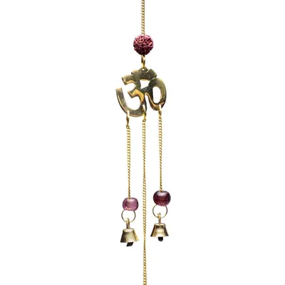 Produktbild von Glockenspiel Rudraksha mit OM Symbolen an Kordel -- 50 cm online bestellen