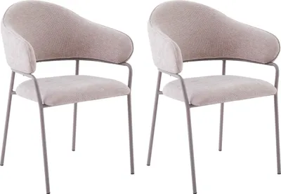 Produktbild von byLIVING Stuhl 2-er Set CURVE / Webstoffbezug in taupe, Gestell in schwarz / Esszimmerstuhl / Küchenstuhl / Maße: B 60 x H 86 x T 58 cm